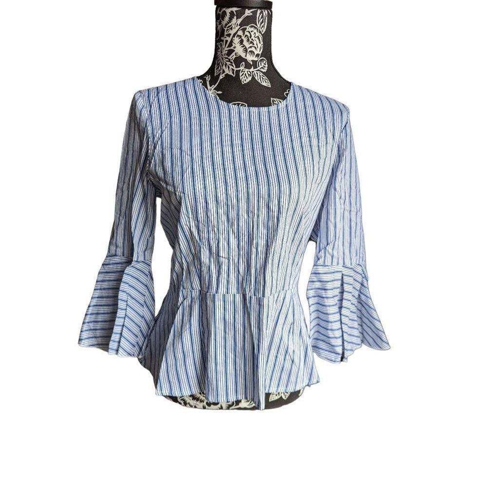 Striped Peplum Top with Back Tie
